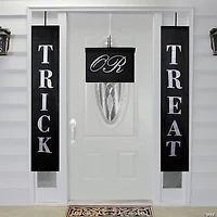 Set of 3 Black and White Trick or Treat Outdoor Halloween Banners 19.25"