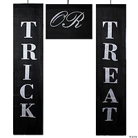 Set of 3 Black and White Trick or Treat Outdoor Halloween Banners 19.25"