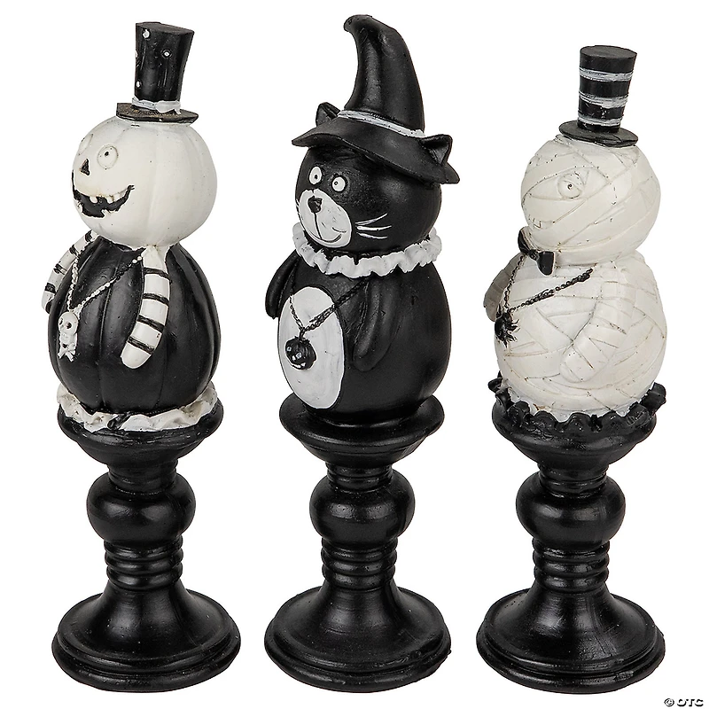 Set of 3 Halloween Candlestick Decorations 8.25"