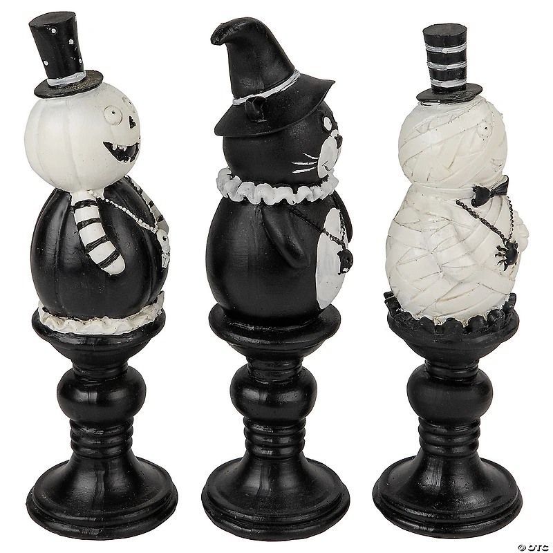 Set of 3 Halloween Candlestick Decorations 8.25"