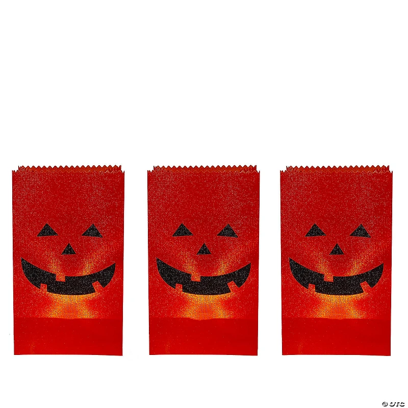 Set of 3 Jack-O-Lantern Halloween Luminary Pathway Markers - 5ft Black Wire