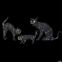 Set of 3 LED Lighted Black Cat Family Outdoor Halloween Decorations 27.5"