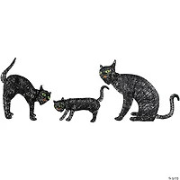 Set of 3 LED Lighted Black Cat Family Outdoor Halloween Decorations 27.5"