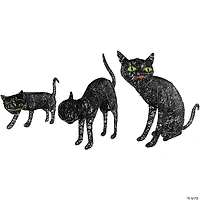 Set of 3 LED Lighted Black Cat Family Outdoor Halloween Decorations 27.5"