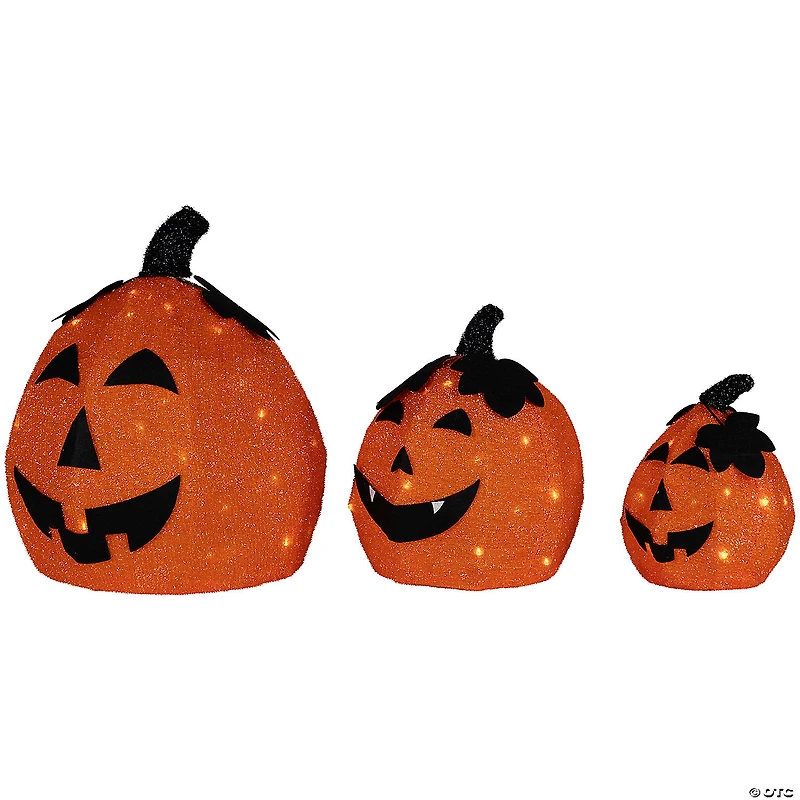 Set of 3 LED Lighted Jack O' Lantern Outdoor Halloween Decorations