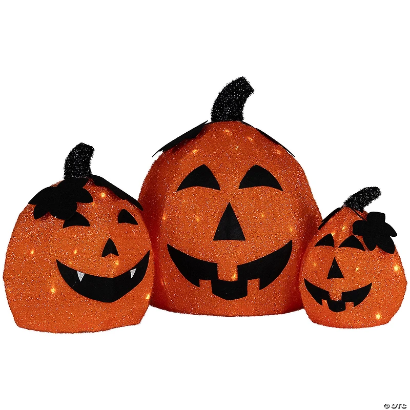 Set of 3 LED Lighted Jack O' Lantern Outdoor Halloween Decorations