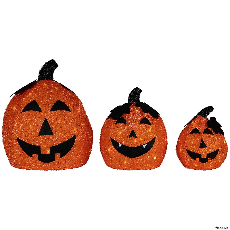 Set of 3 LED Lighted Jack O' Lantern Outdoor Halloween Decorations