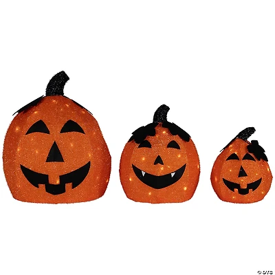 Set of 3 LED Lighted Jack O' Lantern Outdoor Halloween Decorations