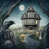 Set of 3 Lighted Skeleton Head Halloween Pathway Markers with Sound - Battery Operated