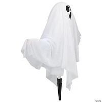 Set of 3 Lighted White Ghost Halloween Lawn Stakes