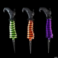 Set of 3 Striped Witch Leg Halloween Pathway Markers