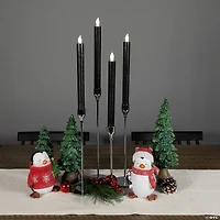 Set of 4 Solid Black LED Flickering Flameless Halloween Taper Candles 9.5"