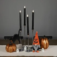 Set of 4 Solid Black LED Flickering Flameless Halloween Taper Candles 9.5"