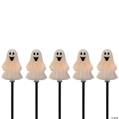 Set of 5 Ghost Shaped Halloween Pathway Markers - 3.75ft Black Wire