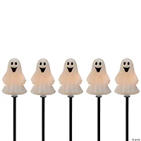 Set of 5 Ghost Shaped Halloween Pathway Markers - 3.75ft Black Wire
