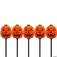 Set of 5 Jack-O-Lantern Shaped Halloween Pathway Markers - 3.75ft Black Wire