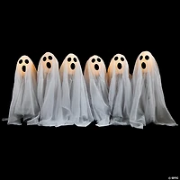 Set of 6 LED Lighted White Ghost Halloween Outdoor Pathway Markers 30"