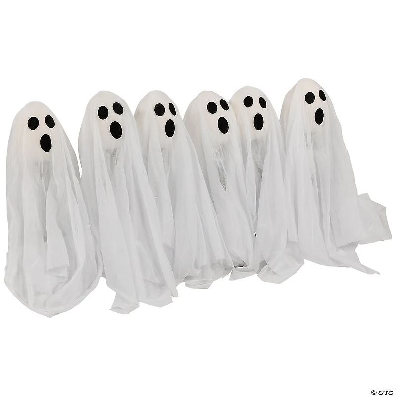 Set of 6 LED Lighted White Ghost Halloween Outdoor Pathway Markers 30"