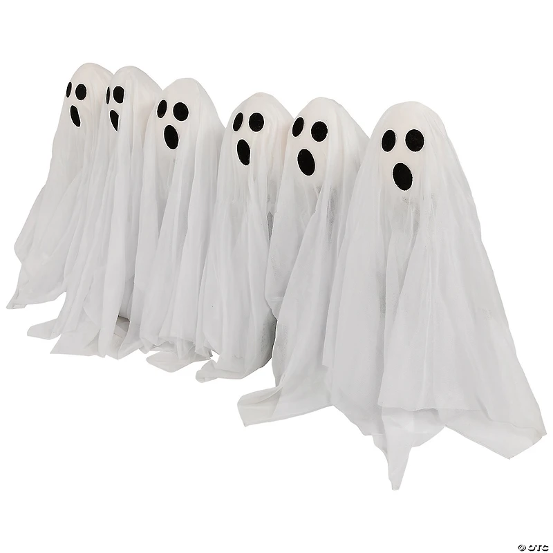 Set of 6 LED Lighted White Ghost Halloween Outdoor Pathway Markers 30"