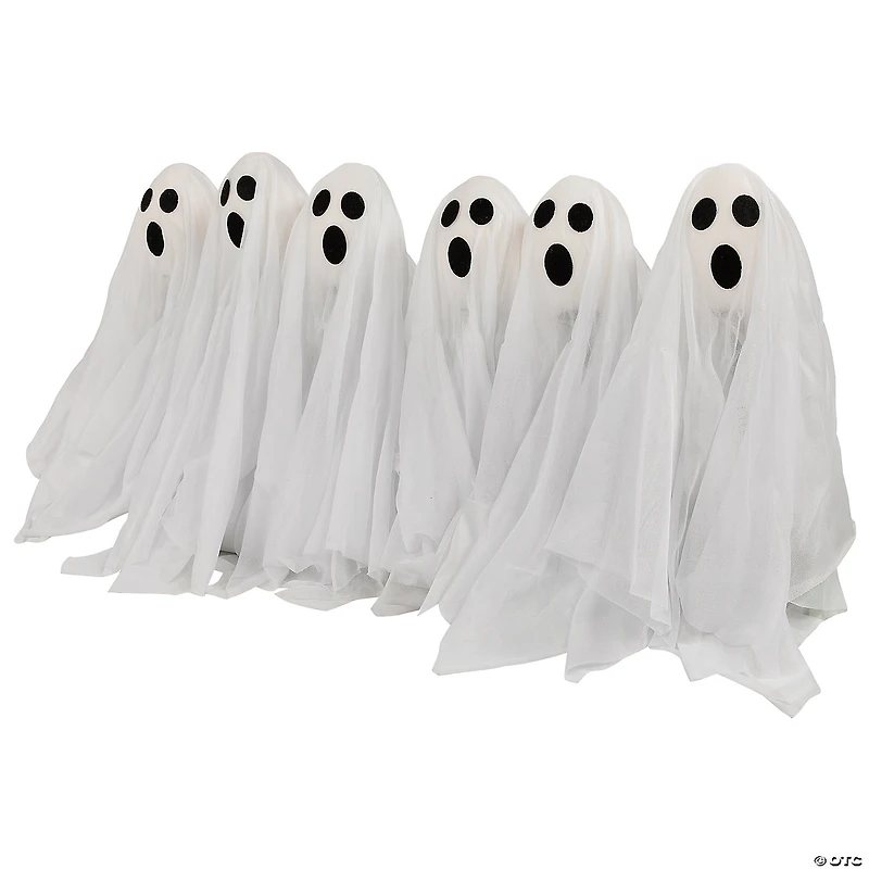 Set of 6 LED Lighted White Ghost Halloween Outdoor Pathway Markers 30"