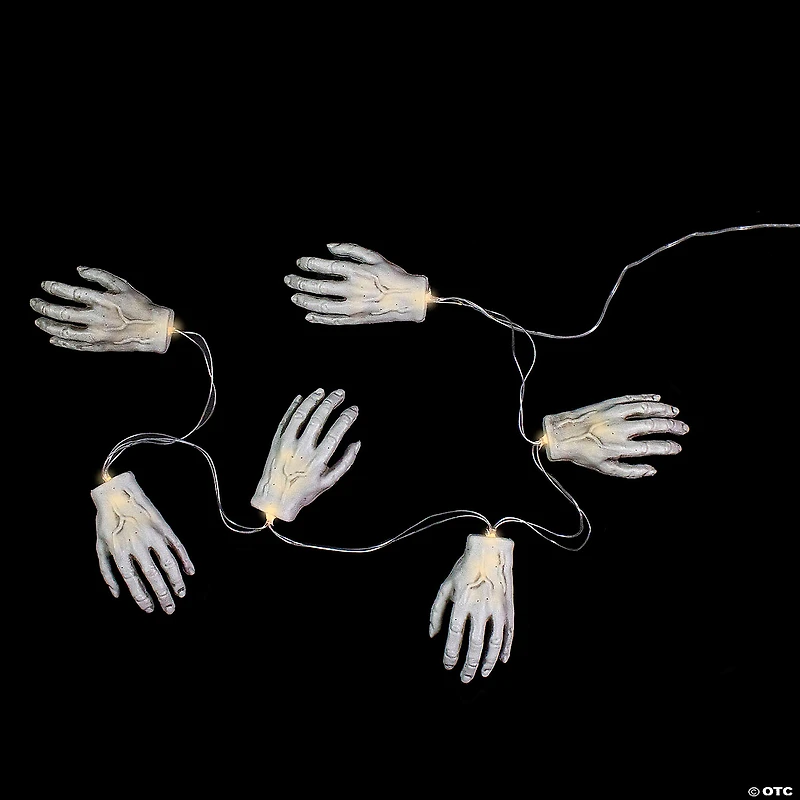Set of 6 Skeleton Hands Halloween Light Set