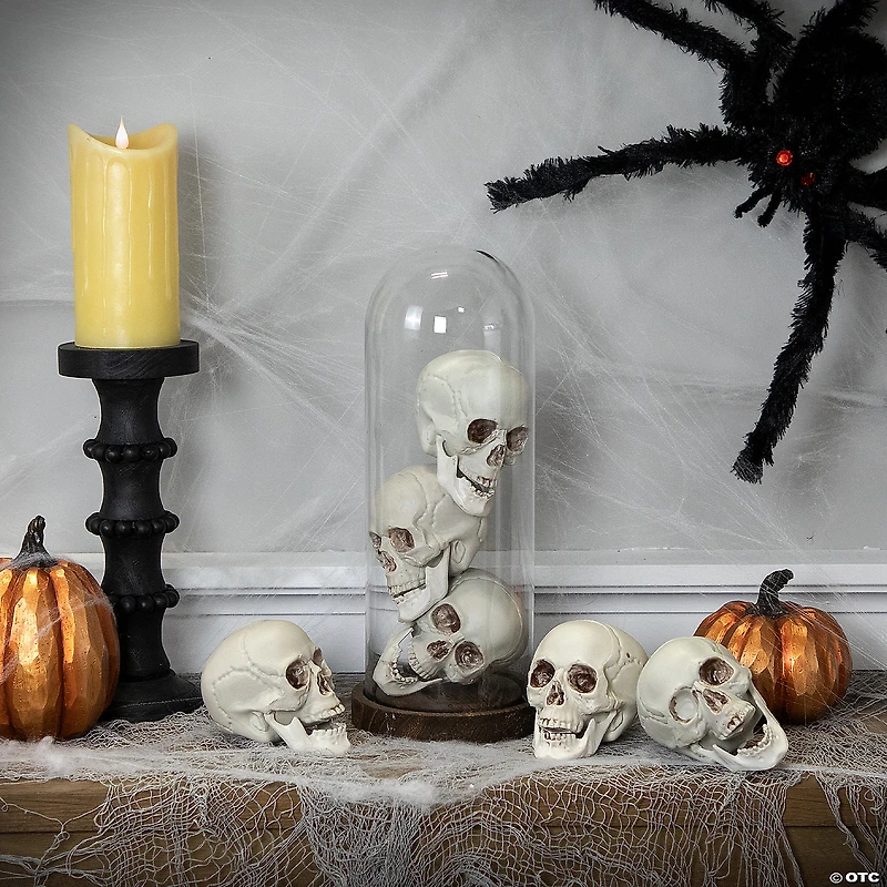 Set of 6 Skull Halloween Decorations 4.75"
