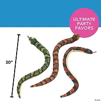 Shiny Bendable Stuffed Snakes - 12 Pc.