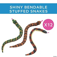 Shiny Bendable Stuffed Snakes - 12 Pc.