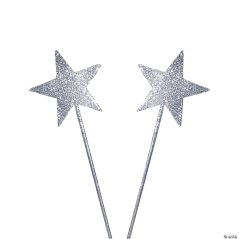 Silver Glittery Star Wands- 12 Pc.