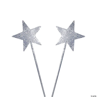Silver Glittery Star Wands- 12 Pc.