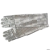 Silver Sequined Girl Child Halloween Gloves Costume Accessory - One Size