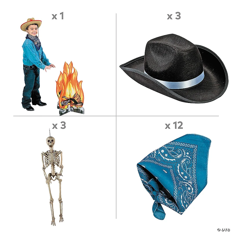 Skeleton Cowboy Bonfire Halloween Decorating Kit - 19 Pc.