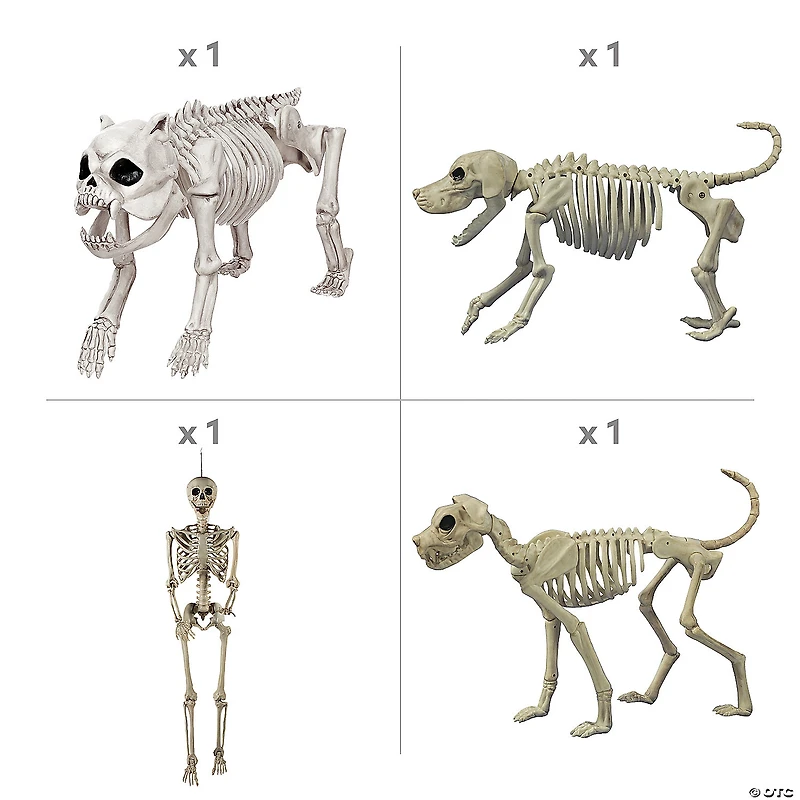 Skeleton Dog Walker Plastic Halloween Decorating Kit - 4 Pc.