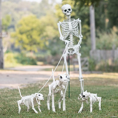 Skeleton Dog Walker Plastic Halloween Decorating Kit - 4 Pc.