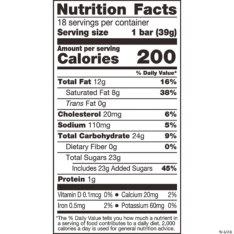 Skor Bar Full Size Candy Bar, 1.4 oz, 18 Count