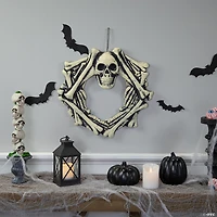 Skull Head and Bones Halloween Wreath - 18"  Unlit