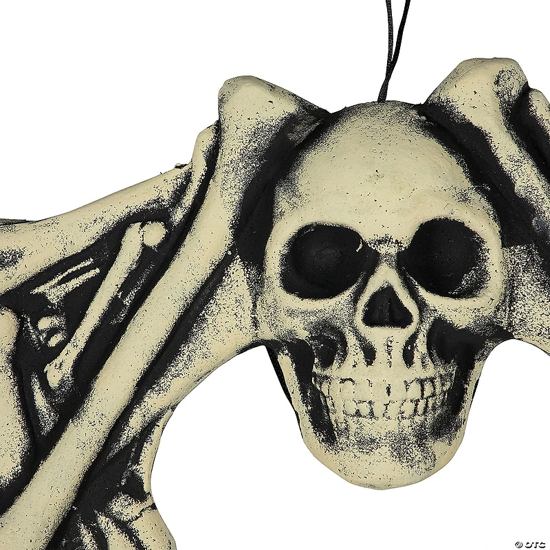 Skull Head and Bones Halloween Wreath - 18"  Unlit