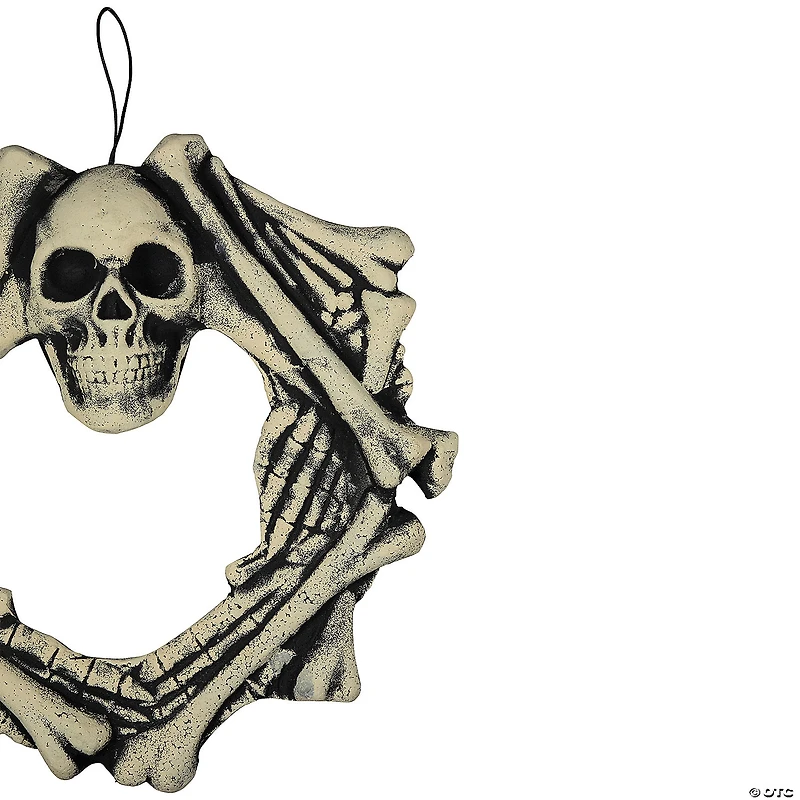 Skull Head and Bones Halloween Wreath - 18"  Unlit