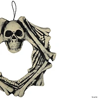 Skull Head and Bones Halloween Wreath - 18"  Unlit