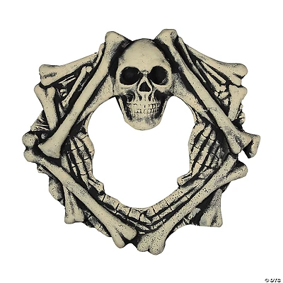 Skull Head and Bones Halloween Wreath - 18"  Unlit