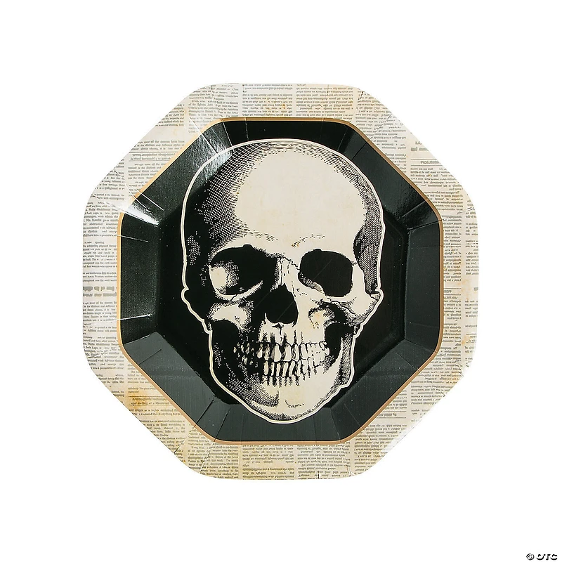 Skull Vintage Halloween Paper Dinner Plates - 8 Ct.