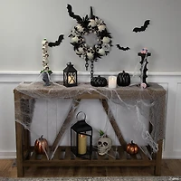 Skulls and Chains with Gray Roses Halloween Wreath  15-Inch  Unlit