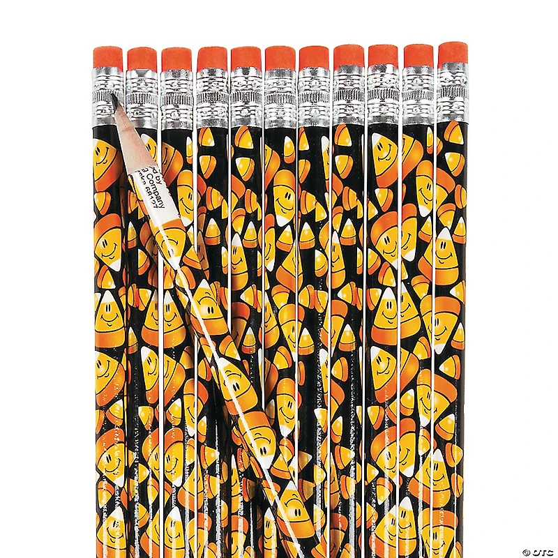 Smile Face Candy Corn Pencils - 24 Pc.