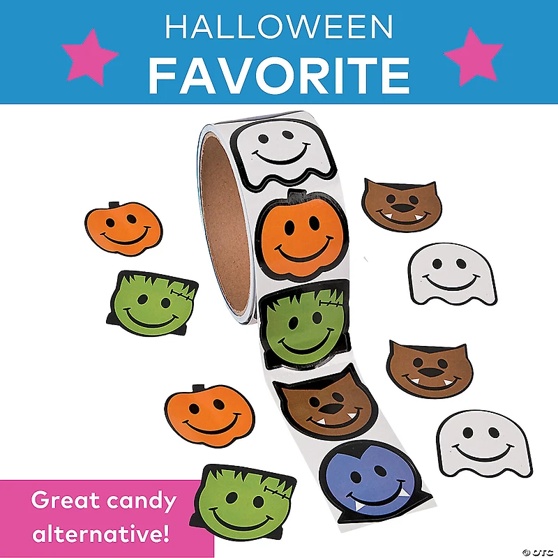 Smile Face Monster Sticker Roll - 100 Pc.