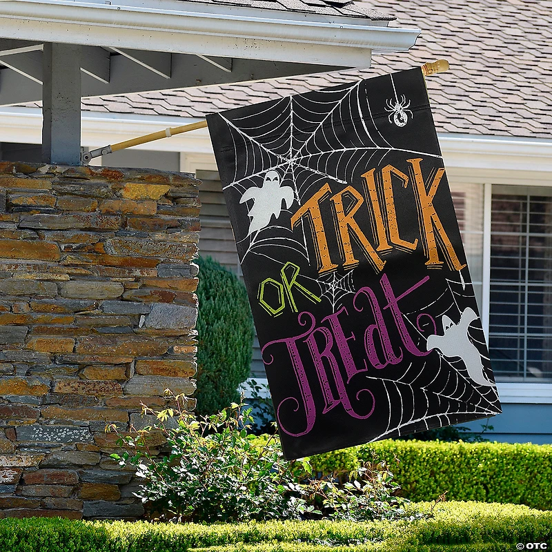 Spider Webs and Ghosts Trick or Treat Outdoor Garden Flag 28" x 40"