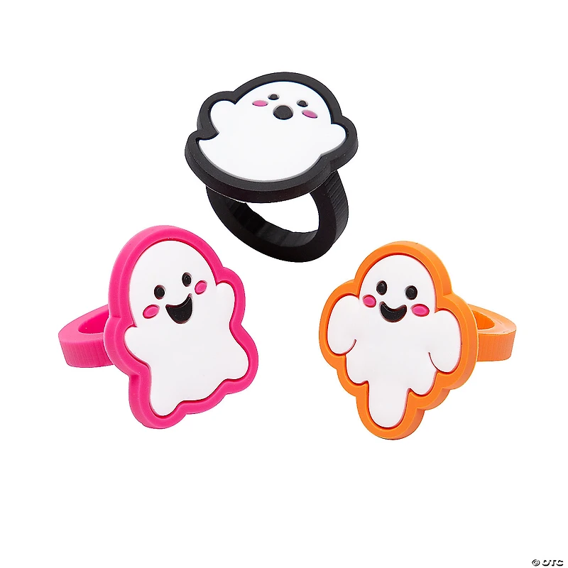 Spooky Fun Ghost Silicone Rings - 24 Pc.