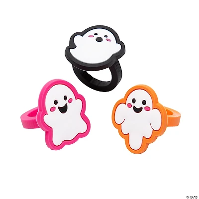 Spooky Fun Ghost Silicone Rings - 24 Pc.