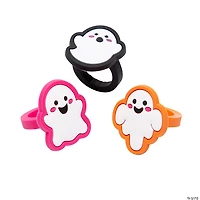 Spooky Fun Ghost Silicone Rings - 24 Pc.