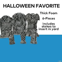 Spooky Graveyard Foam Tombstone Halloween Decorations Set – 6 Pc.