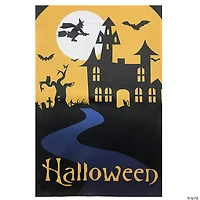 Spooky House Halloween Outdoor House Flag with Bats and Witch 28" x 40"